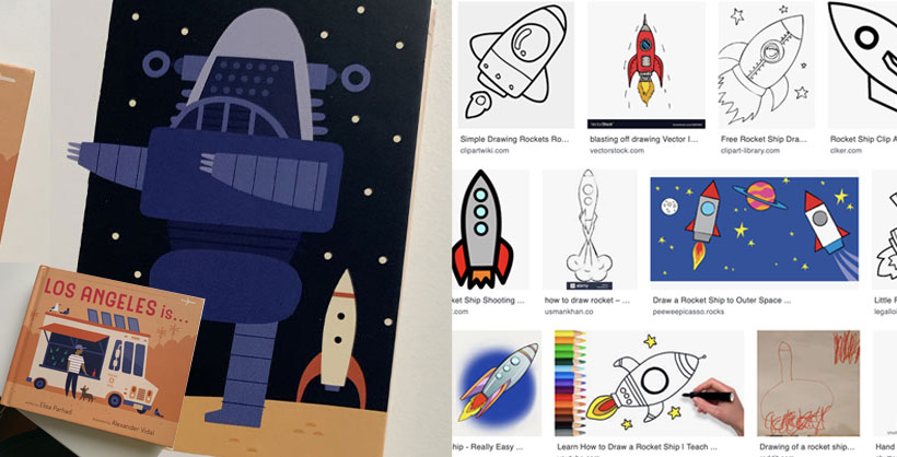 this is los angeles book. rocket ship page and google rcoket ship image search