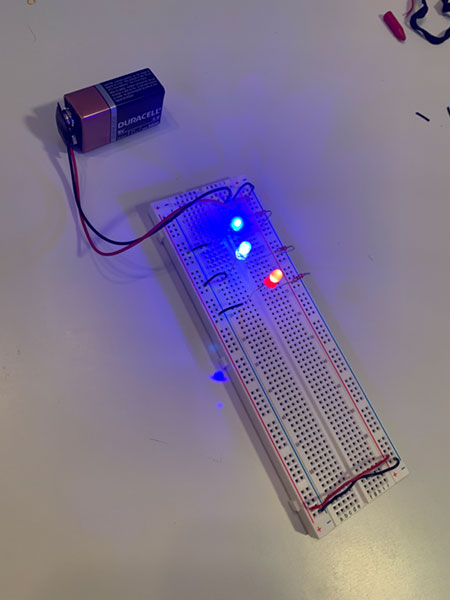 red whit and blue led parallel citcuit